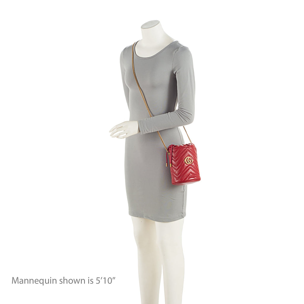 Gucci Matelasse Leather GG Marmont Mini Bucket Bag (SHF-5Z20gx)