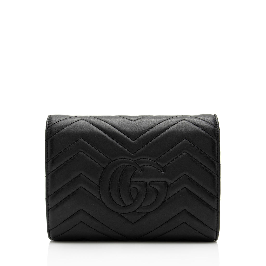 Gucci Matelasse Leather GG Marmont Mini Square Chain Bag (SHF-WW8qZG)