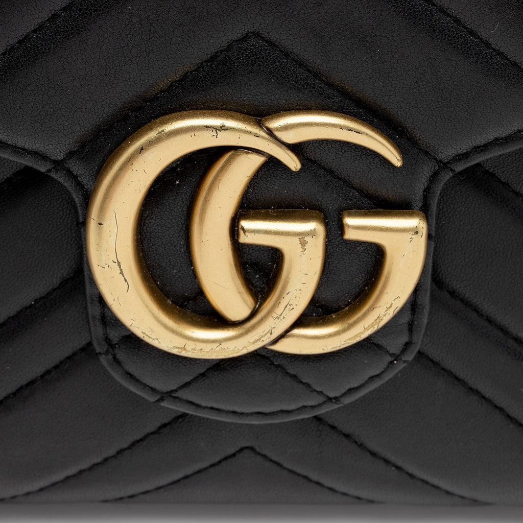 Gucci Matelasse Leather GG Marmont Mini Square Chain Bag (SHF-WW8qZG)
