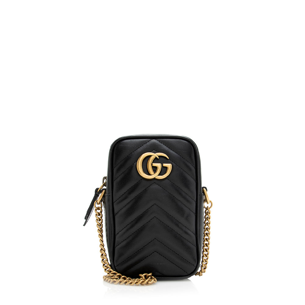 Gucci Matelasse Leather Gucci Marmont Mini Crossbody Bag (SHF-20776)
