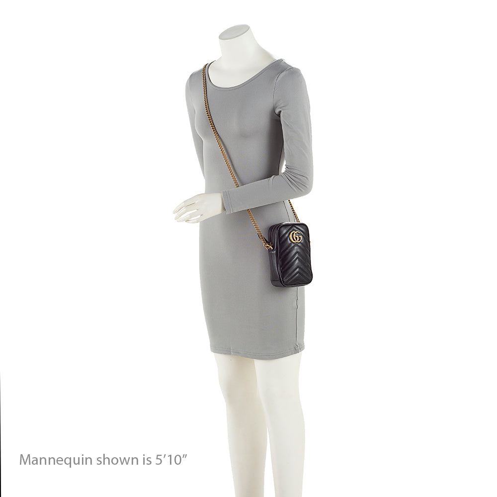 Gucci Matelasse Leather Gucci Marmont Mini Crossbody Bag (SHF-20776)