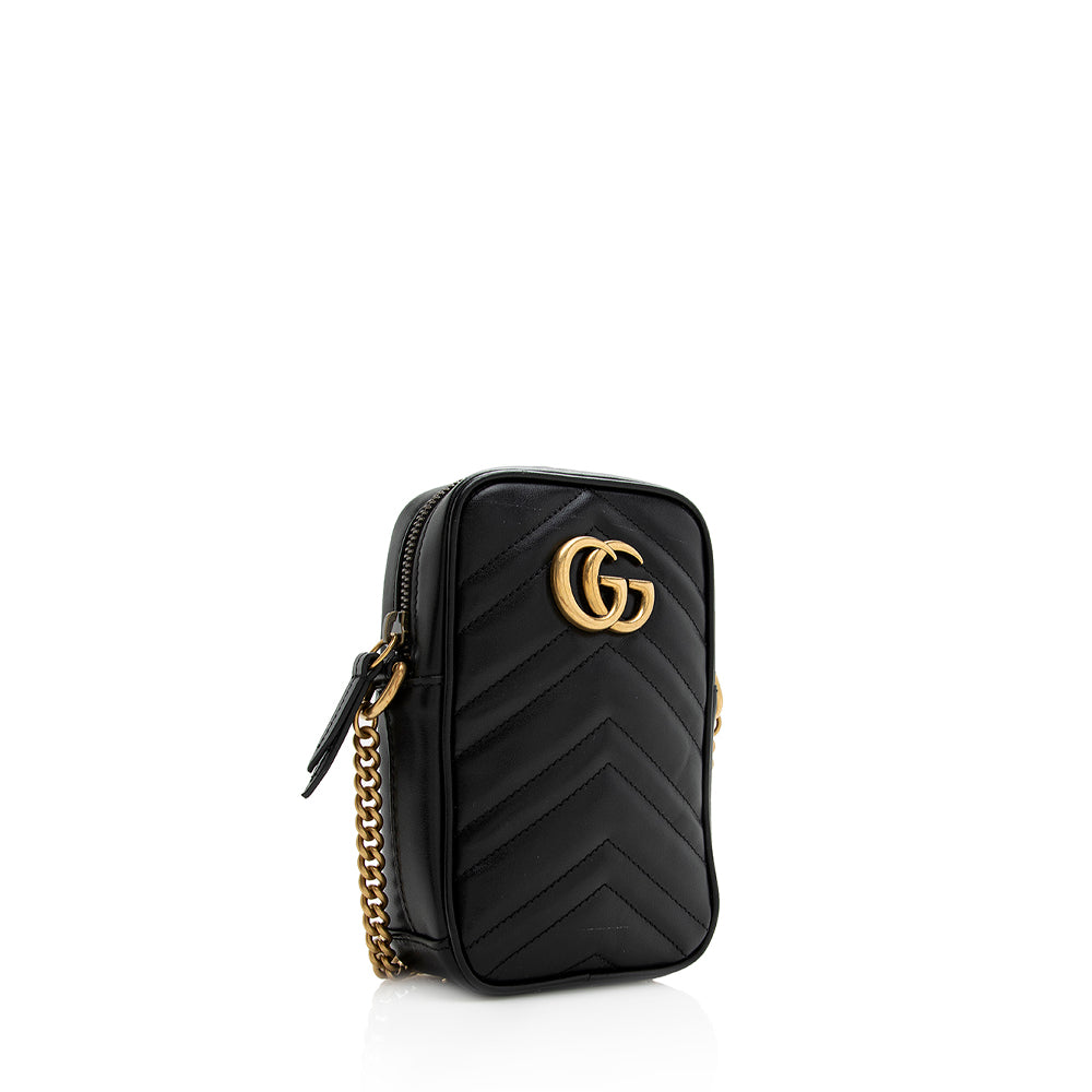 Gucci Matelasse Leather Gucci Marmont Mini Crossbody Bag (SHF-20776)