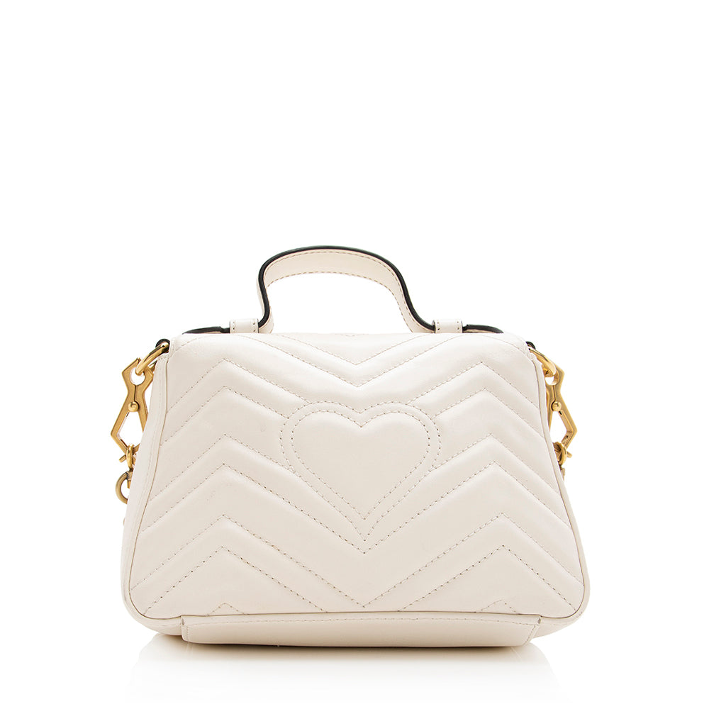 Gucci Matelasse Leather Gucci Marmont Mini Top Handle Bag (SHF-19549)