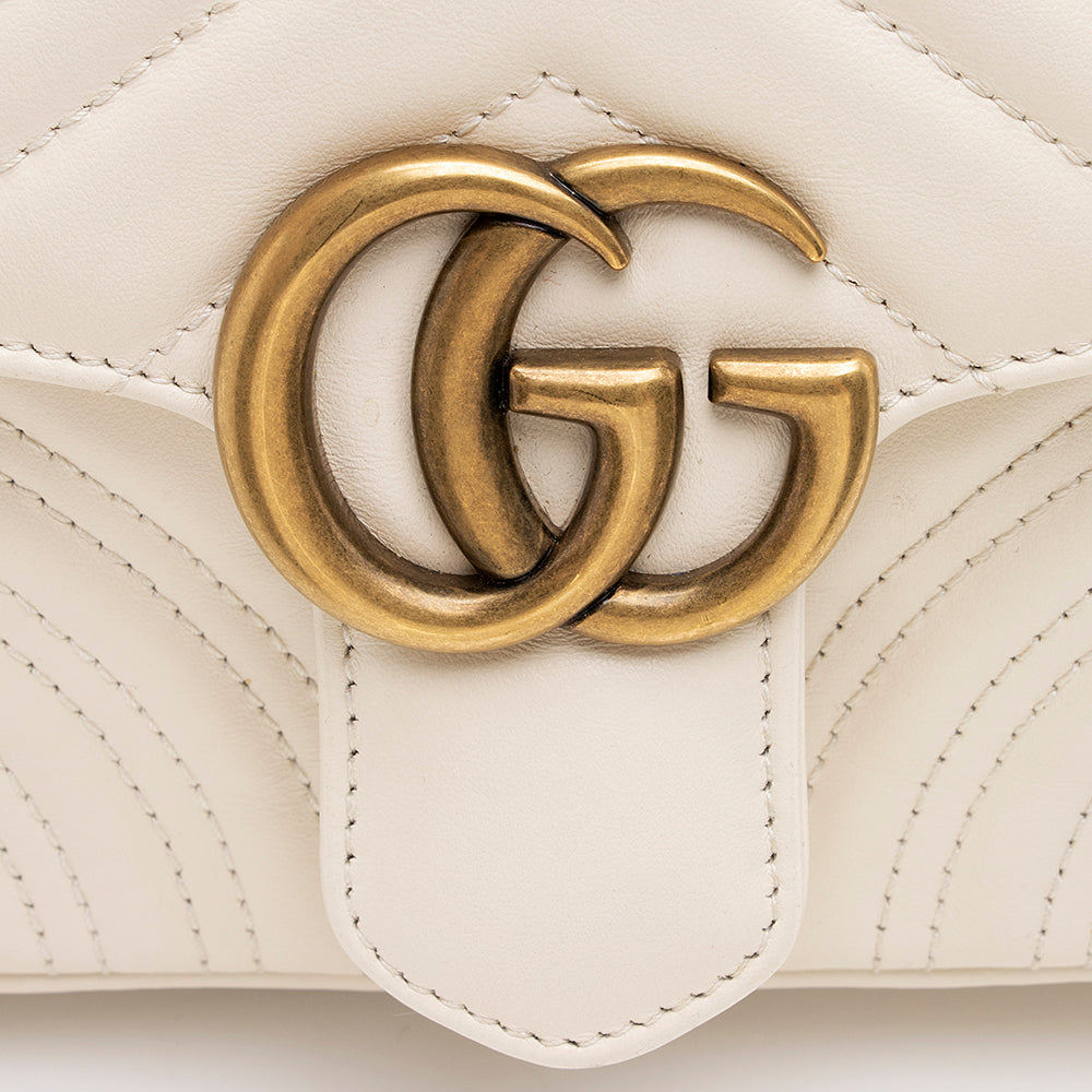 Gucci Matelasse Leather Gucci Marmont Mini Top Handle Bag (SHF-19549)