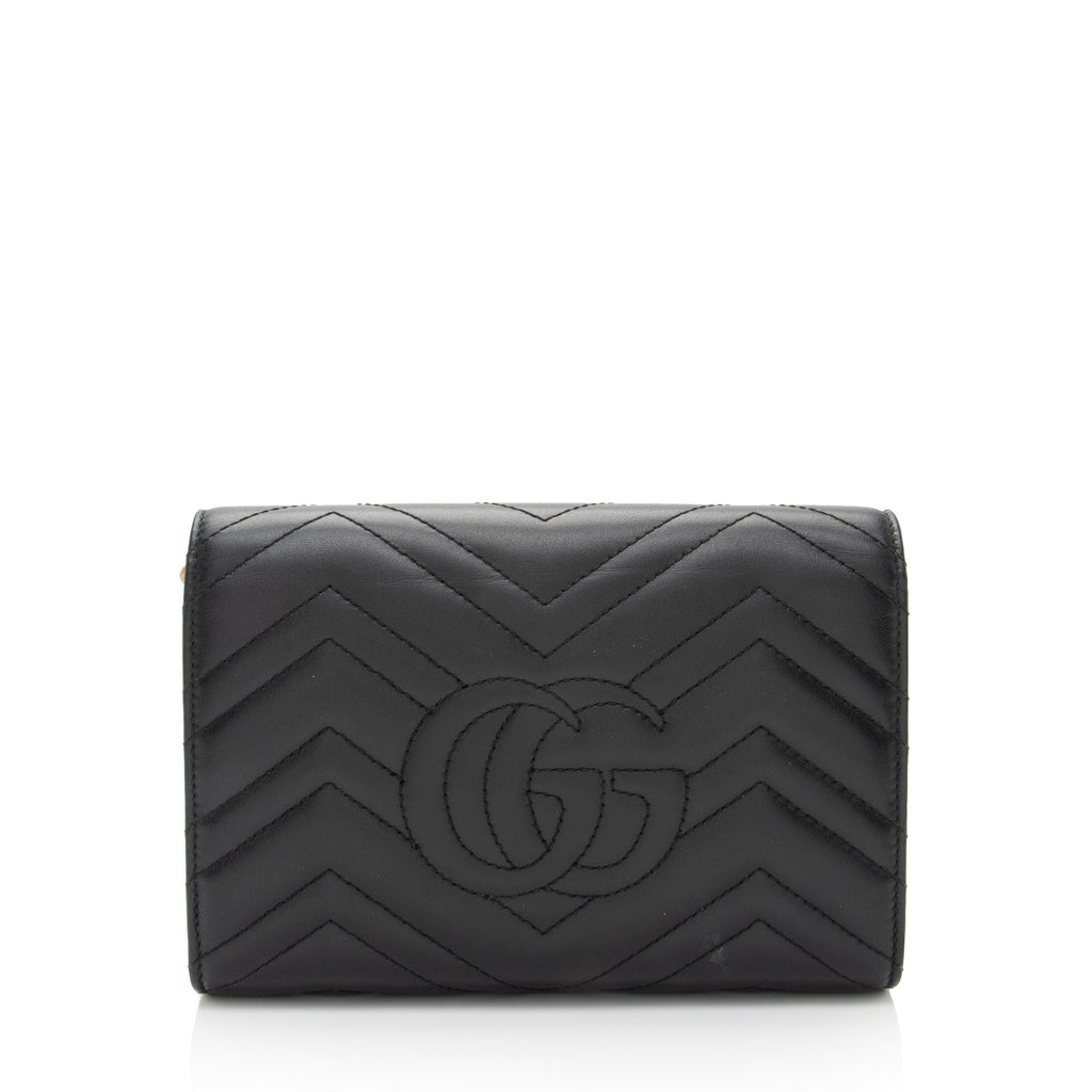 Gucci Matelasse Leather GG Marmont Mini Wallet on Chain Bag (SHF-LtbPoF)