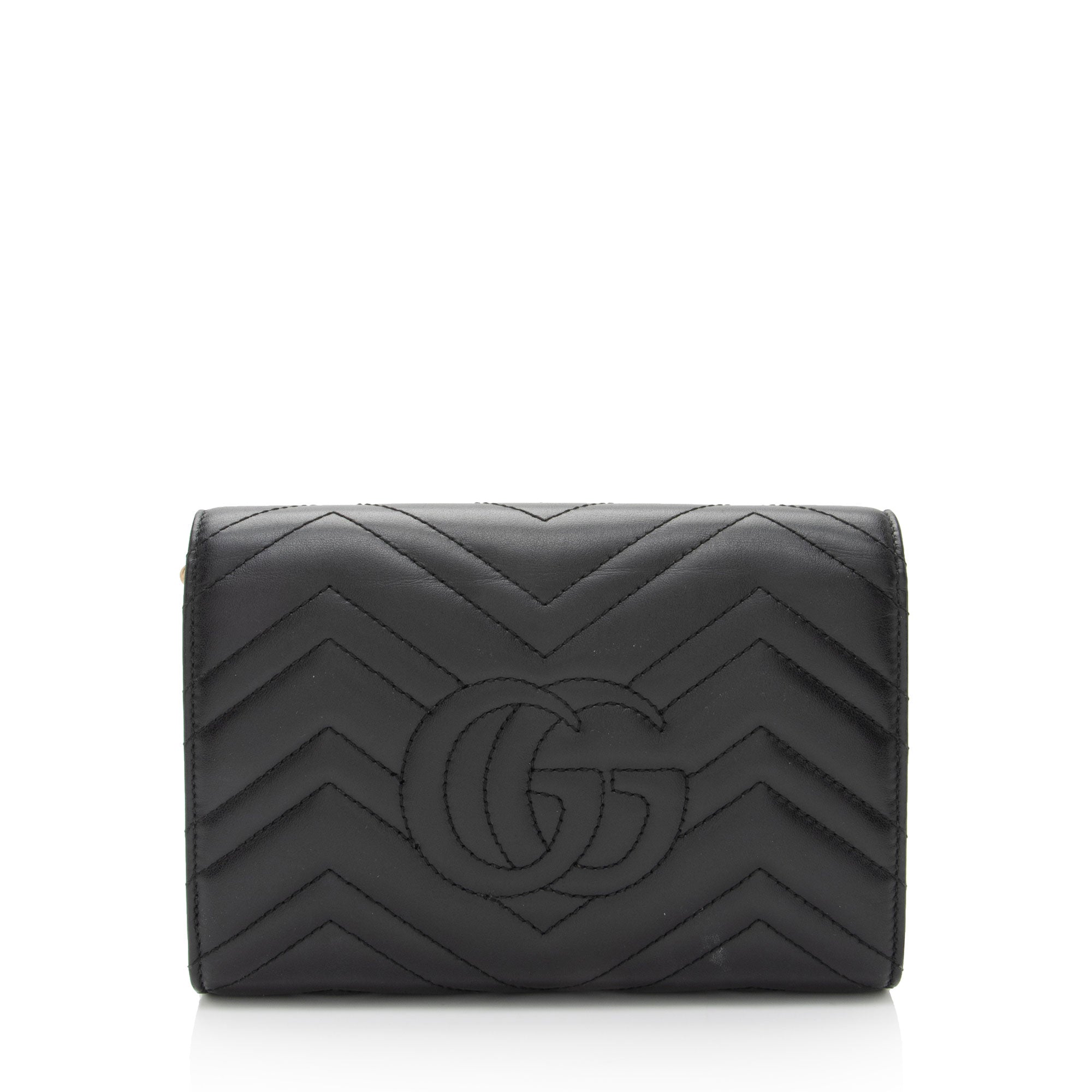 Gucci Matelasse Leather GG Marmont Mini Wallet on Chain Bag (SHF-LtbPoF)