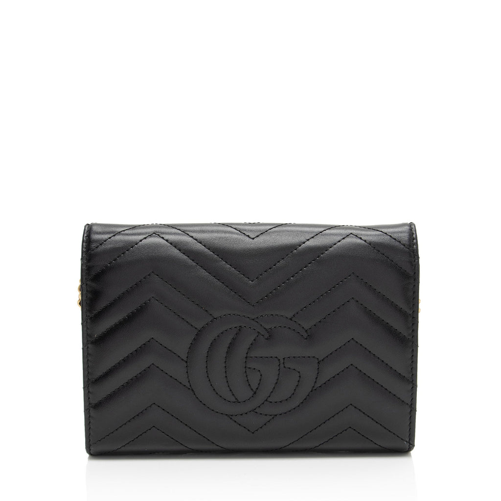 Gucci Matelasse Leather GG Marmont Mini Wallet on Chain (SHF-iDhqds)