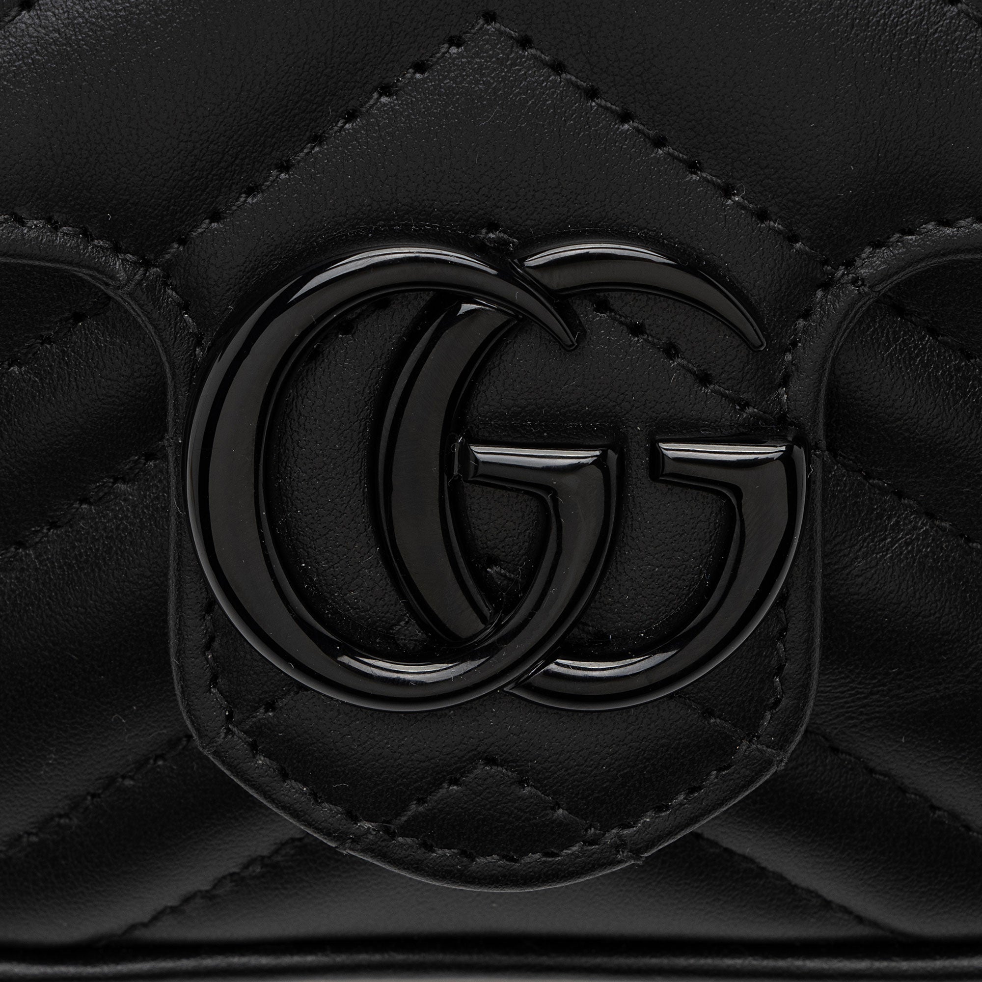 Gucci Matelasse Leather GG Marmont Monochrome Square Chain Belt Bag