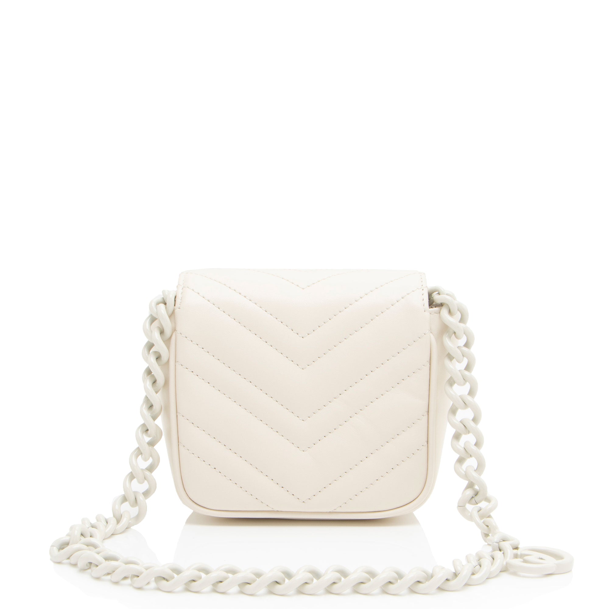 Gucci Matelasse Leather GG Marmont Monochrome Square Chain Belt Bag