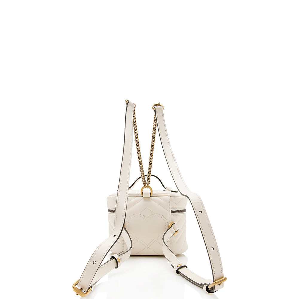 Gucci Matelasse Leather Gucci Marmont Round Mini Backpack (SHF-19850)