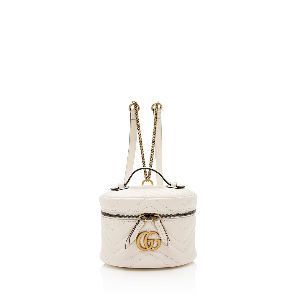 Gucci Matelasse Leather Gucci Marmont Round Mini Backpack (SHF-19850)