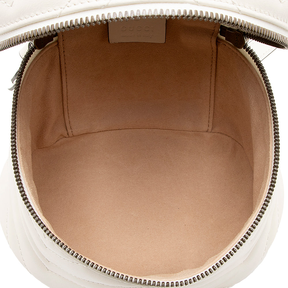 Gucci Matelasse Leather Gucci Marmont Round Mini Backpack (SHF-19850)
