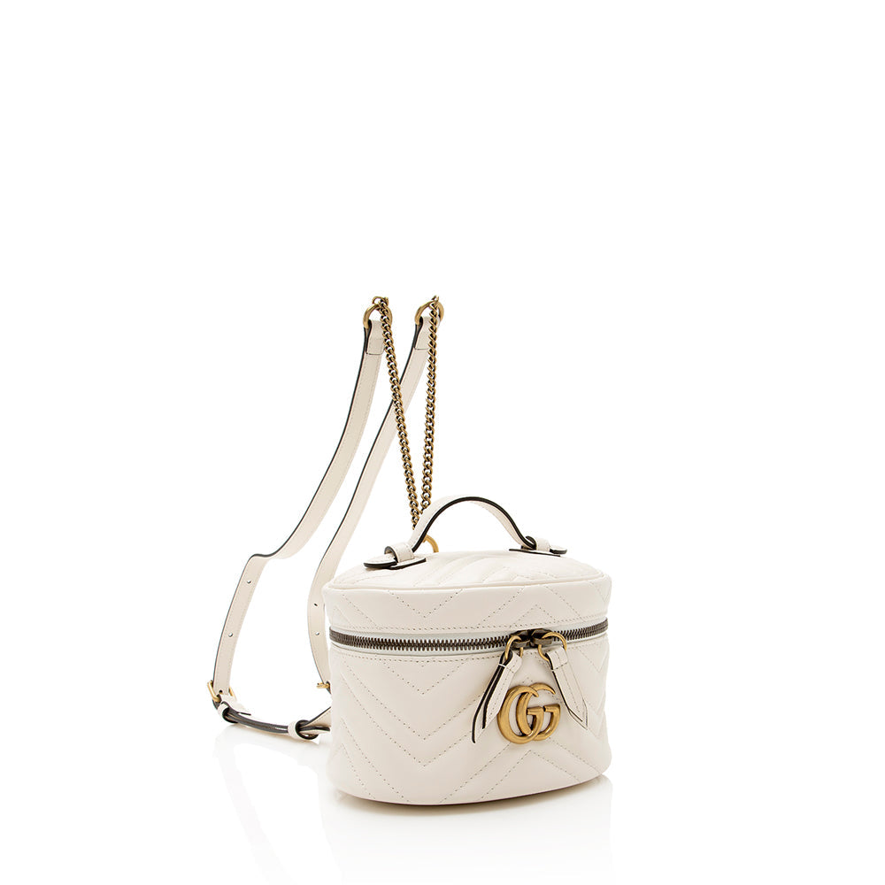 Gucci Matelasse Leather Gucci Marmont Round Mini Backpack (SHF-19850)