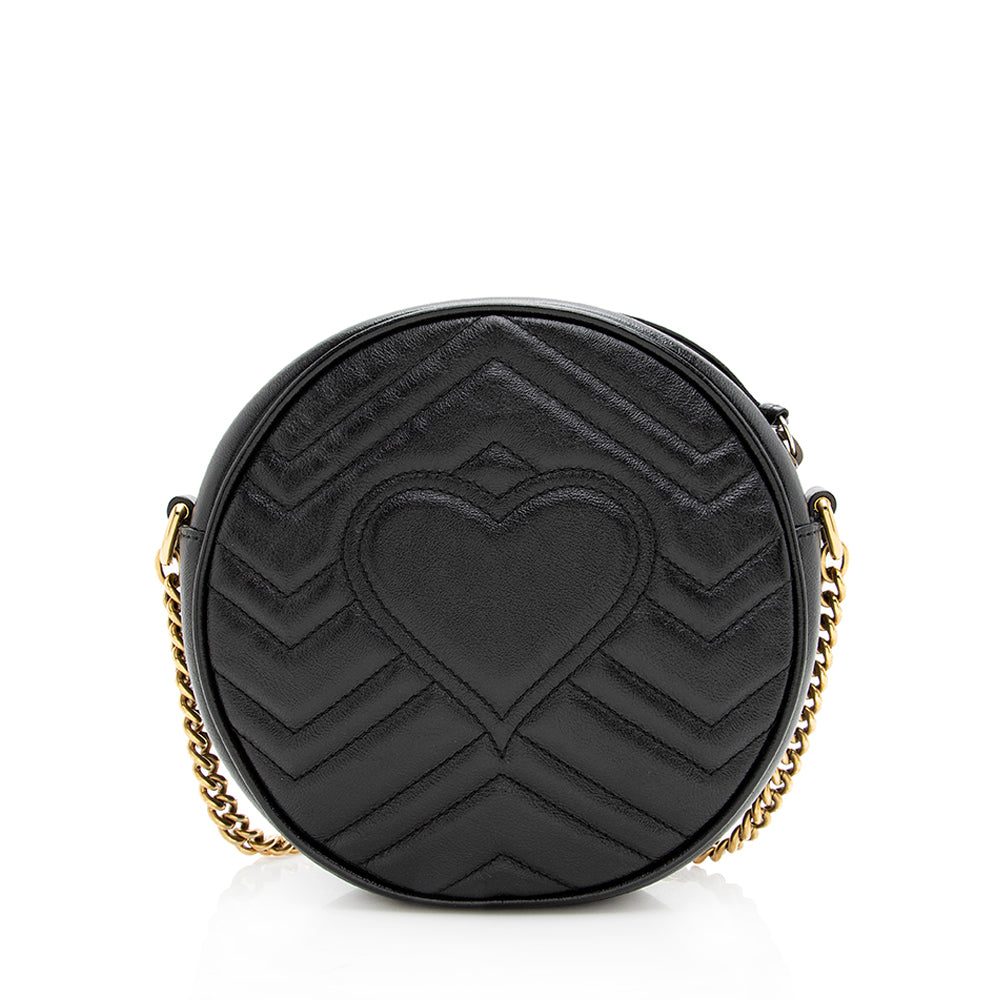 Gucci Matelasse Leather Gucci Marmont Round Mini Shoulder Bag (SHF-19018)