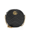 Gucci Matelasse Leather Gucci Marmont Round Mini Shoulder Bag (SHF-19018)