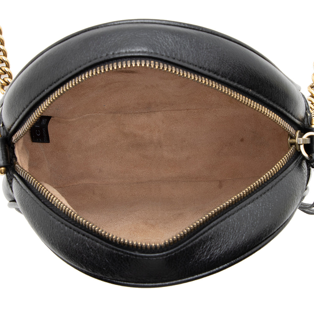 Gucci Matelasse Leather Gucci Marmont Round Mini Shoulder Bag (SHF-19018)