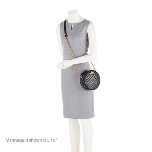 Gucci Matelasse Leather Gucci Marmont Round Mini Shoulder Bag (SHF-19018)