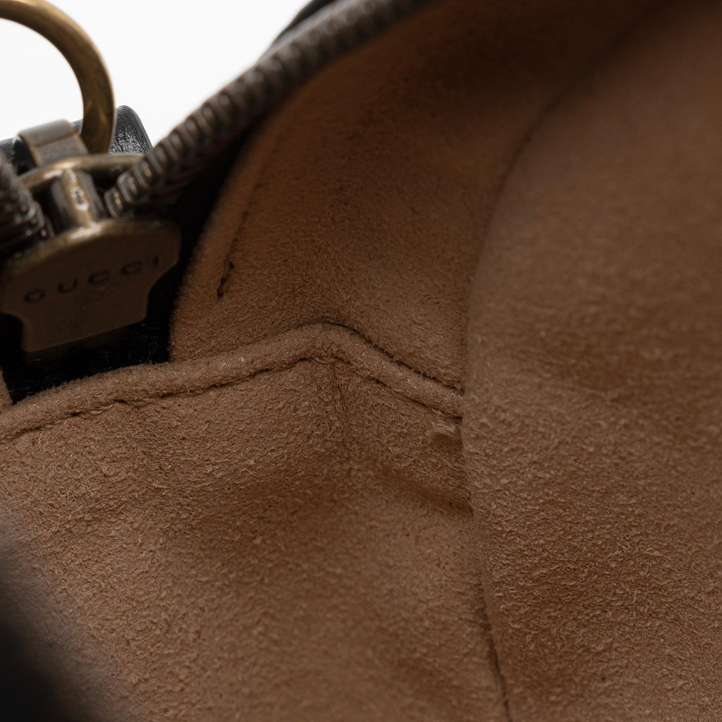 Gucci Matelasse Leather GG Marmont Round Mini Shoulder Bag (SHF-16xHJX)