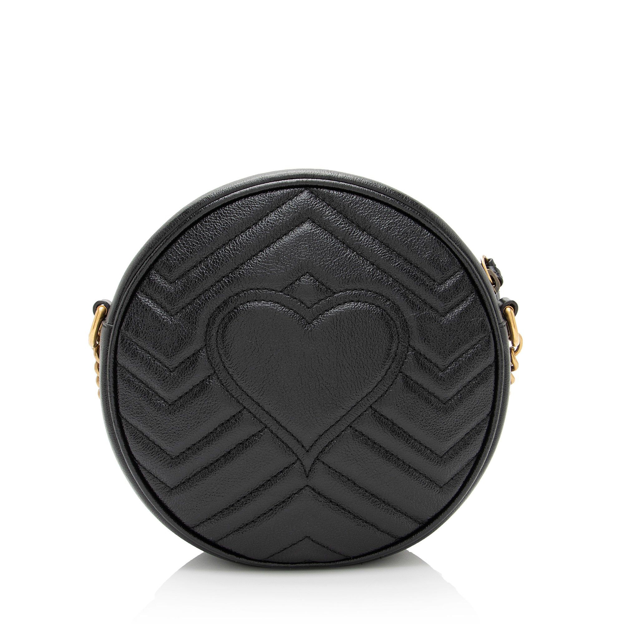 Gucci Matelasse Leather GG Marmont Round Mini Shoulder Bag (SHF-CQiicg)