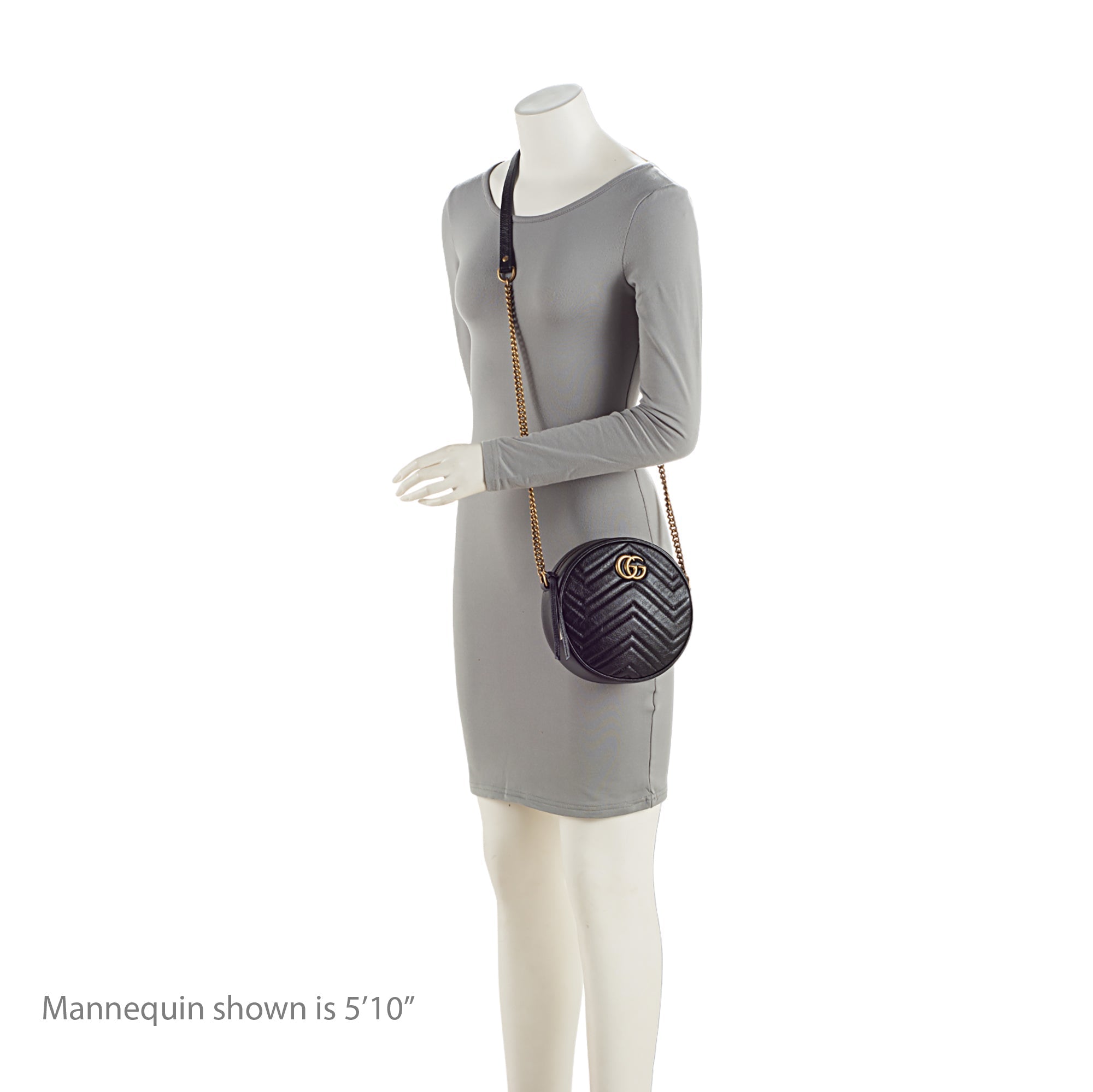 Gucci Matelasse Leather GG Marmont Round Mini Shoulder Bag (SHF-CQiicg)