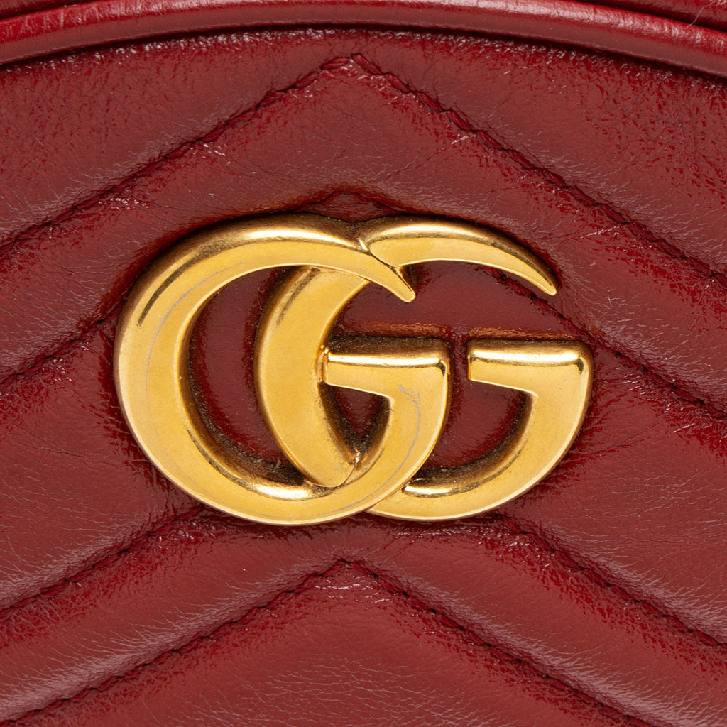 Gucci Matelasse Leather GG Marmont Round Mini Shoulder Bag
