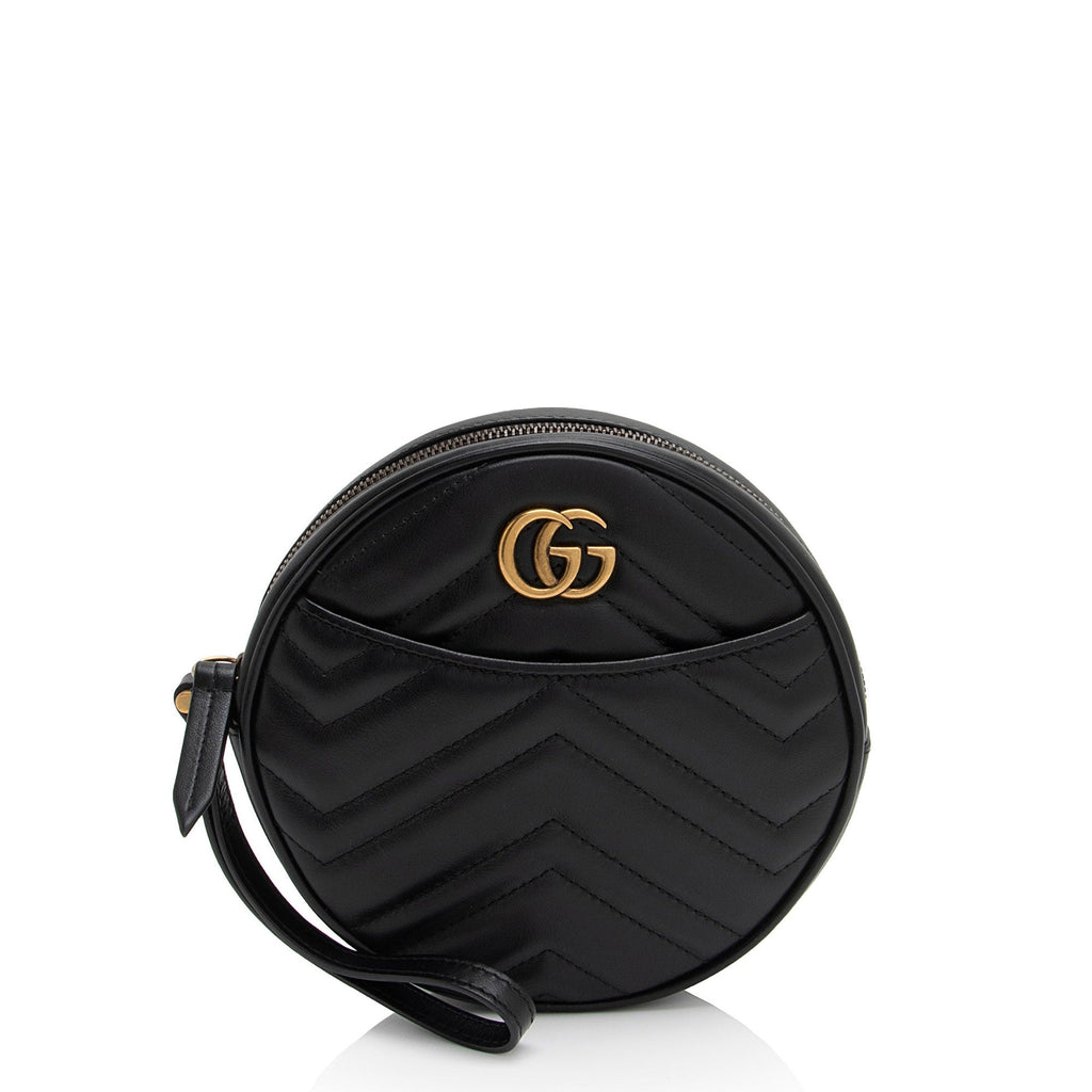 Gucci Matelasse Leather GG Marmont Round Wristlet (SHF-Zt6z5J)