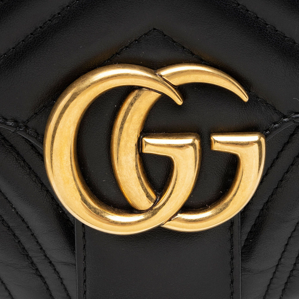 Gucci Matelasse Leather GG Marmont Small Flap Shoulder Bag (SHF-5zif5r)