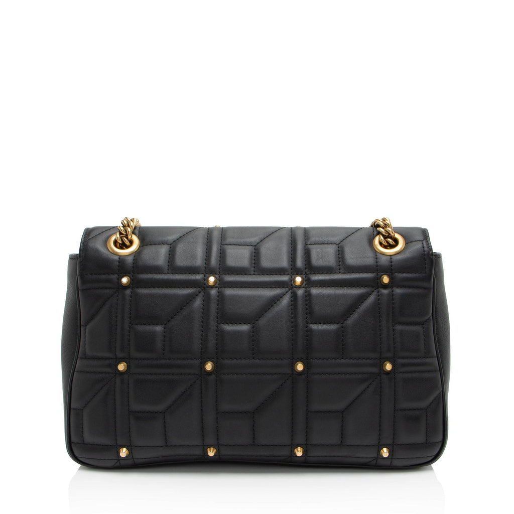 Gucci Matelasse Leather GG Marmont Studded Large Flap Bag