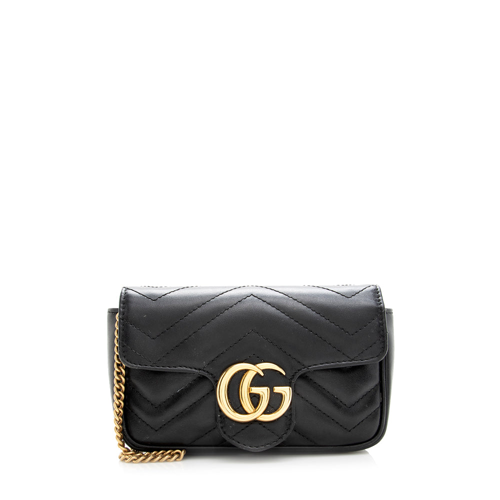 Gucci Matelasse Leather Gucci Marmont Super Mini Bag (SHF-19165)