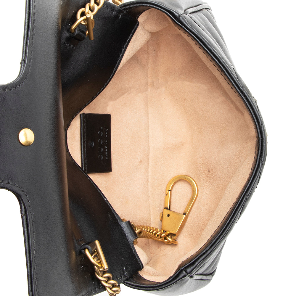 Gucci Matelasse Leather Gucci Marmont Super Mini Bag (SHF-19165)