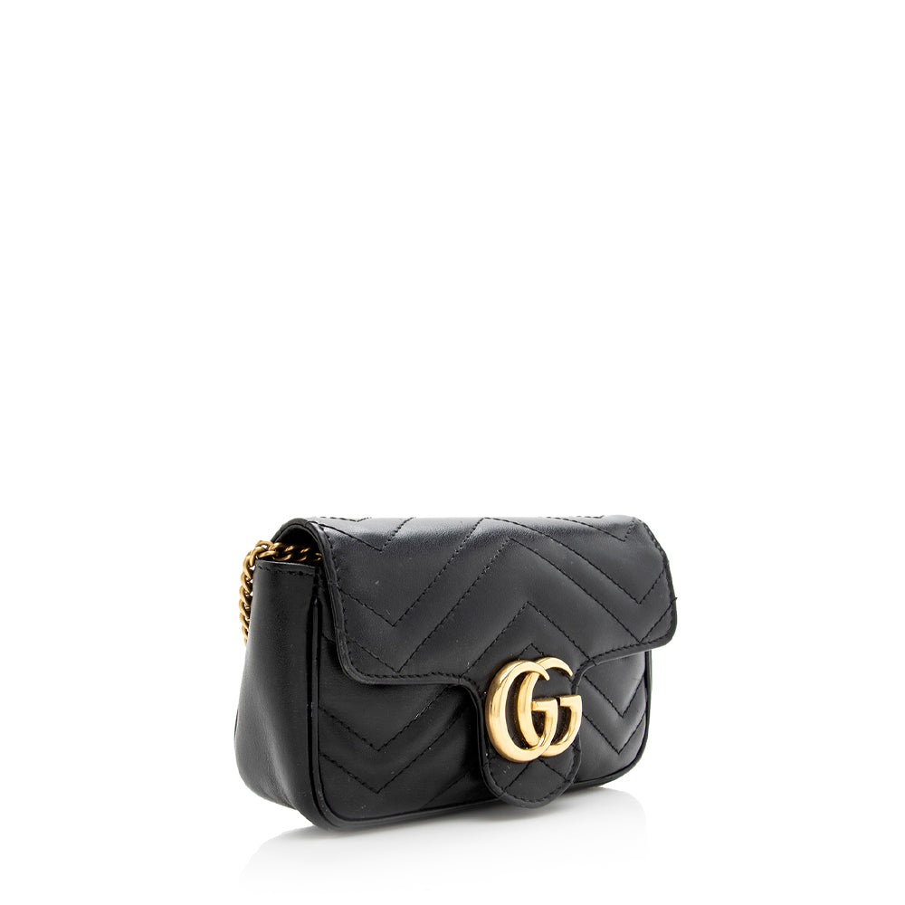 Gucci Matelasse Leather Gucci Marmont Super Mini Bag (SHF-19165)