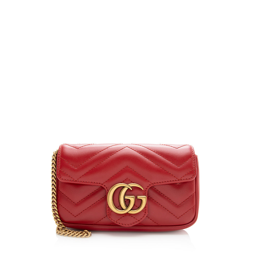 Gucci Matelasse Leather Gucci Marmont Super Mini Bag (SHF-20917)