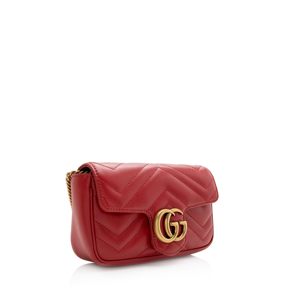 Gucci Matelasse Leather Gucci Marmont Super Mini Bag (SHF-20917)