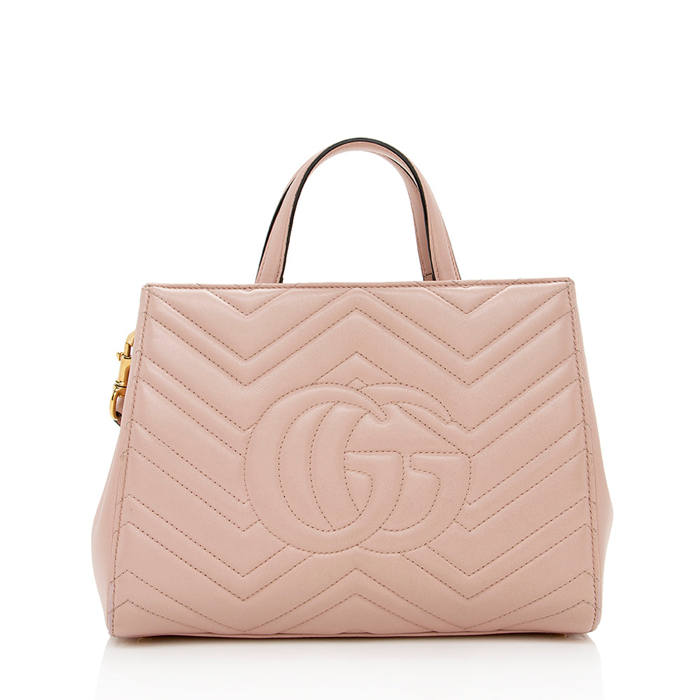 Gucci Matelasse Leather Gucci Marmont Top Handle Small Satchel (SHF-16120)