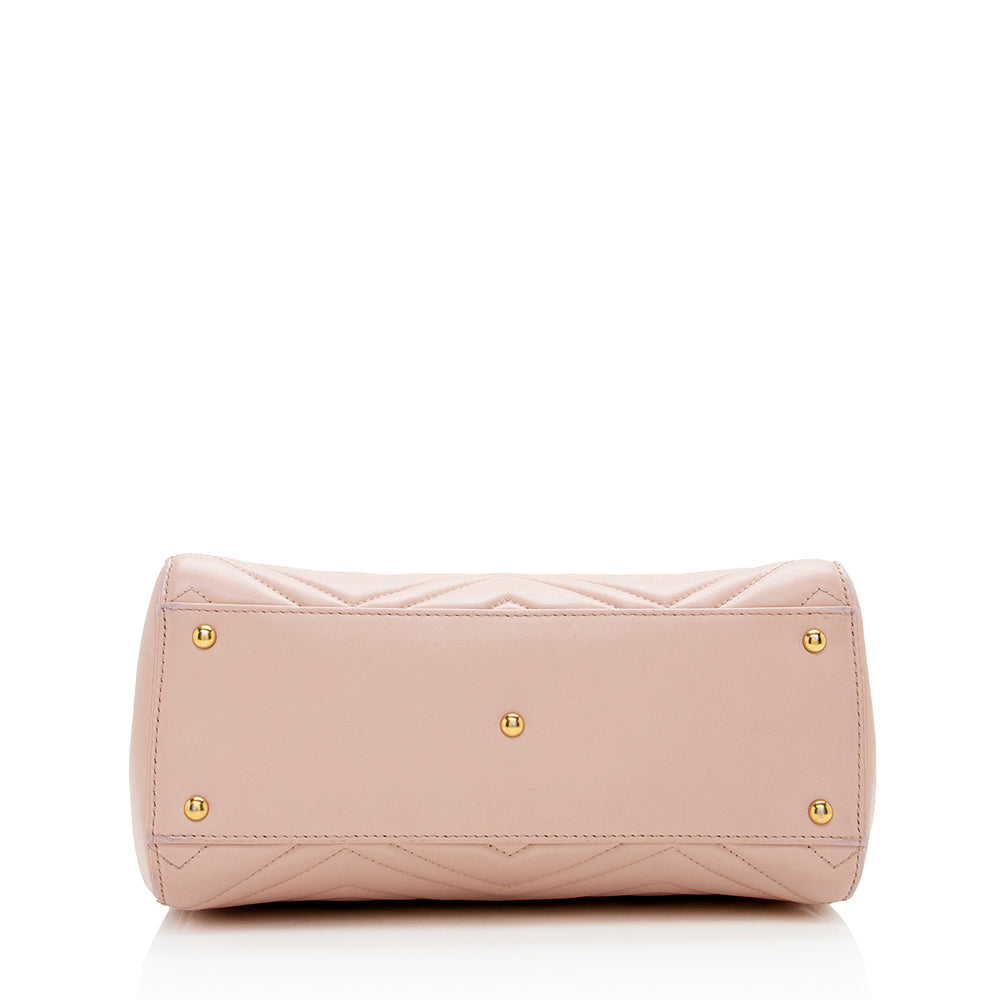 Gucci Matelasse Leather Gucci Marmont Top Handle Small Satchel (SHF-16120)