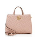 Gucci Matelasse Leather Gucci Marmont Top Handle Small Satchel (SHF-16120)
