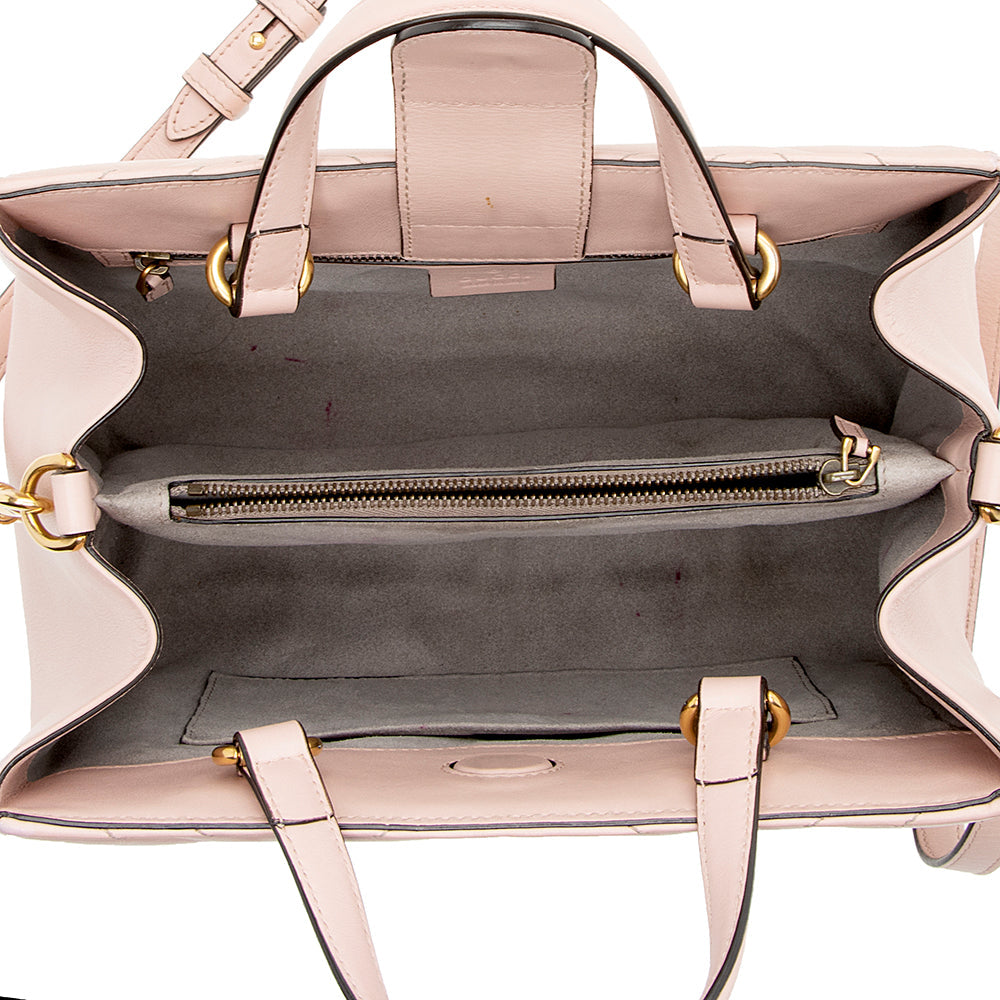 Gucci Matelasse Leather Gucci Marmont Top Handle Small Satchel (SHF-16120)