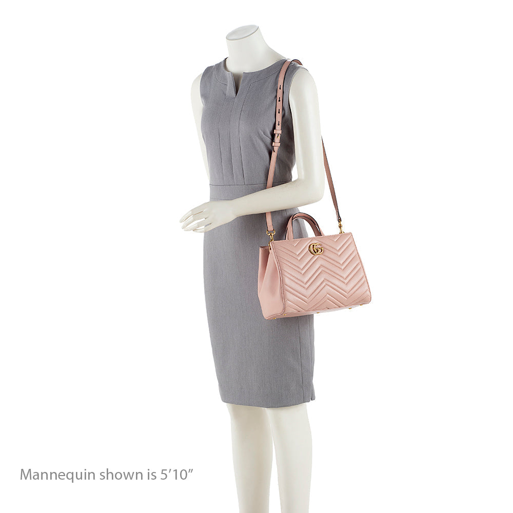 Gucci Matelasse Leather Gucci Marmont Top Handle Small Satchel (SHF-16120)