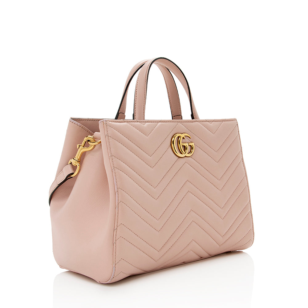Gucci Matelasse Leather Gucci Marmont Top Handle Small Satchel (SHF-16120)