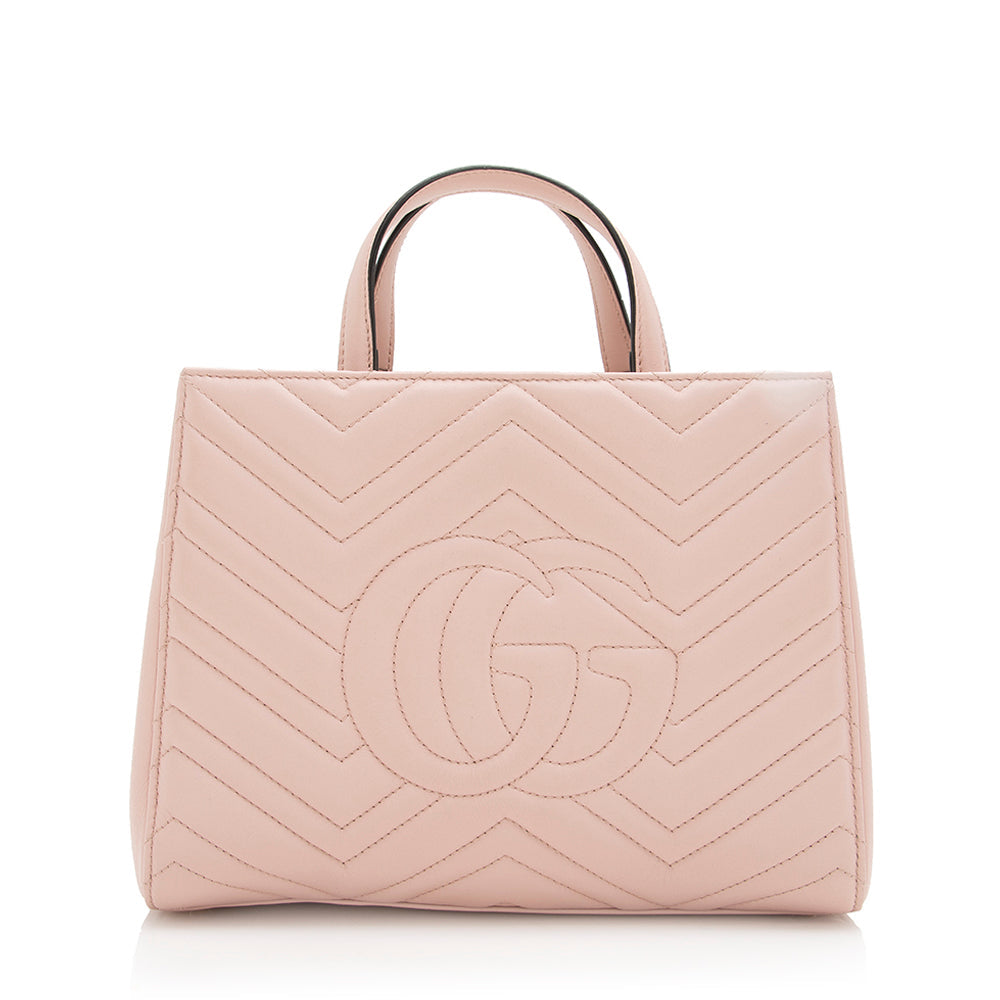 Gucci Matelasse Leather Gucci Marmont Top Handle Small Satchel (SHF-17786)