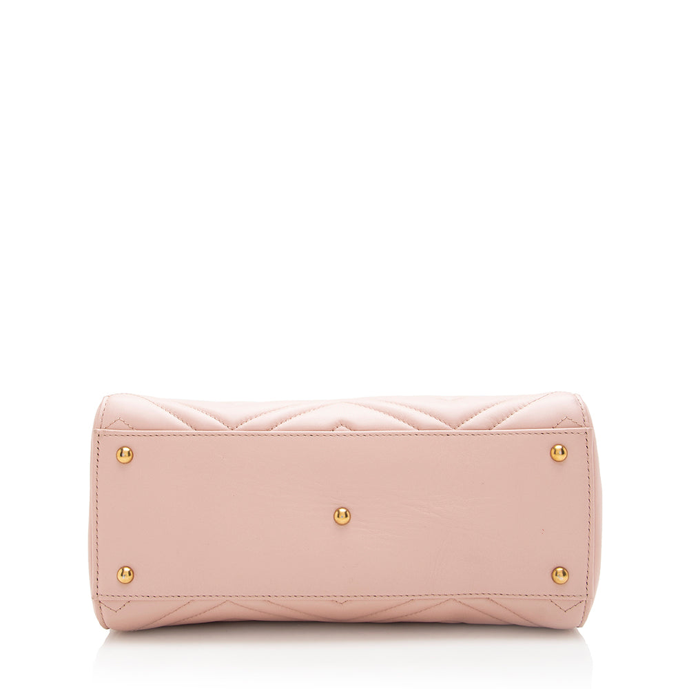 Gucci Matelasse Leather Gucci Marmont Top Handle Small Satchel (SHF-17786)