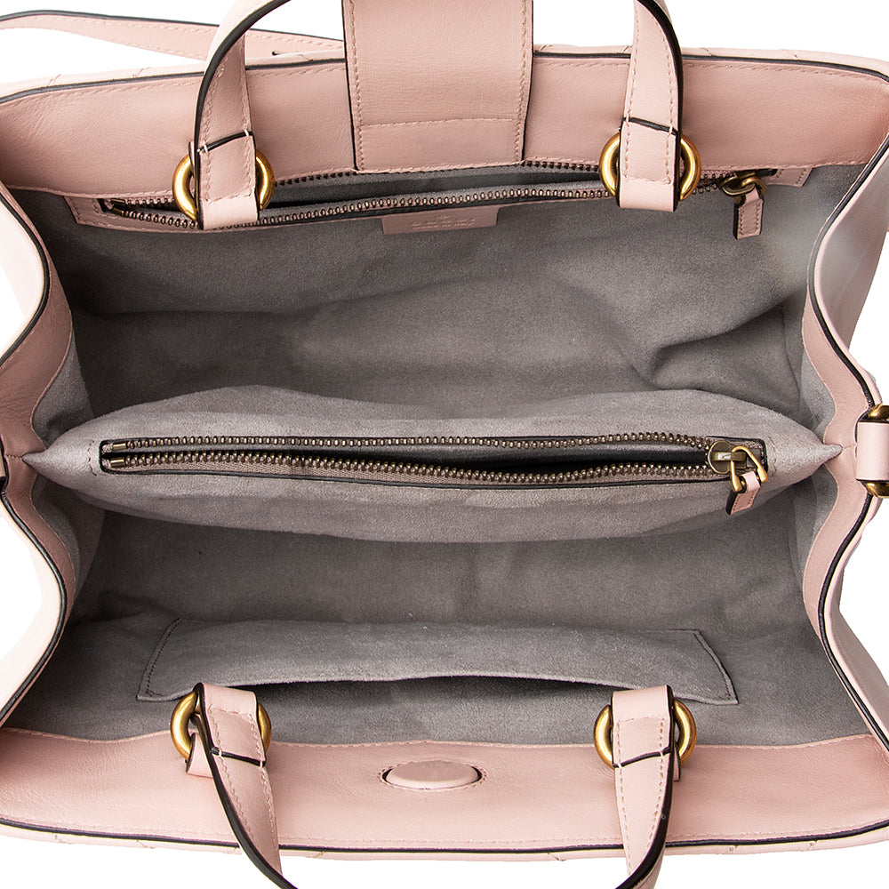 Gucci Matelasse Leather Gucci Marmont Top Handle Small Satchel (SHF-17786)