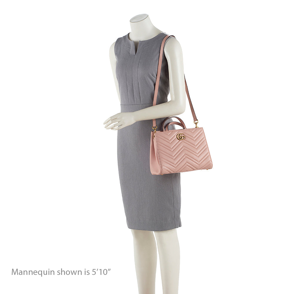 Gucci Matelasse Leather Gucci Marmont Top Handle Small Satchel (SHF-17786)