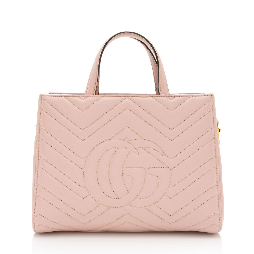 Gucci Matelasse Leather GG Marmont Top Handle Small Satchel (SHF-0hn0Gf)