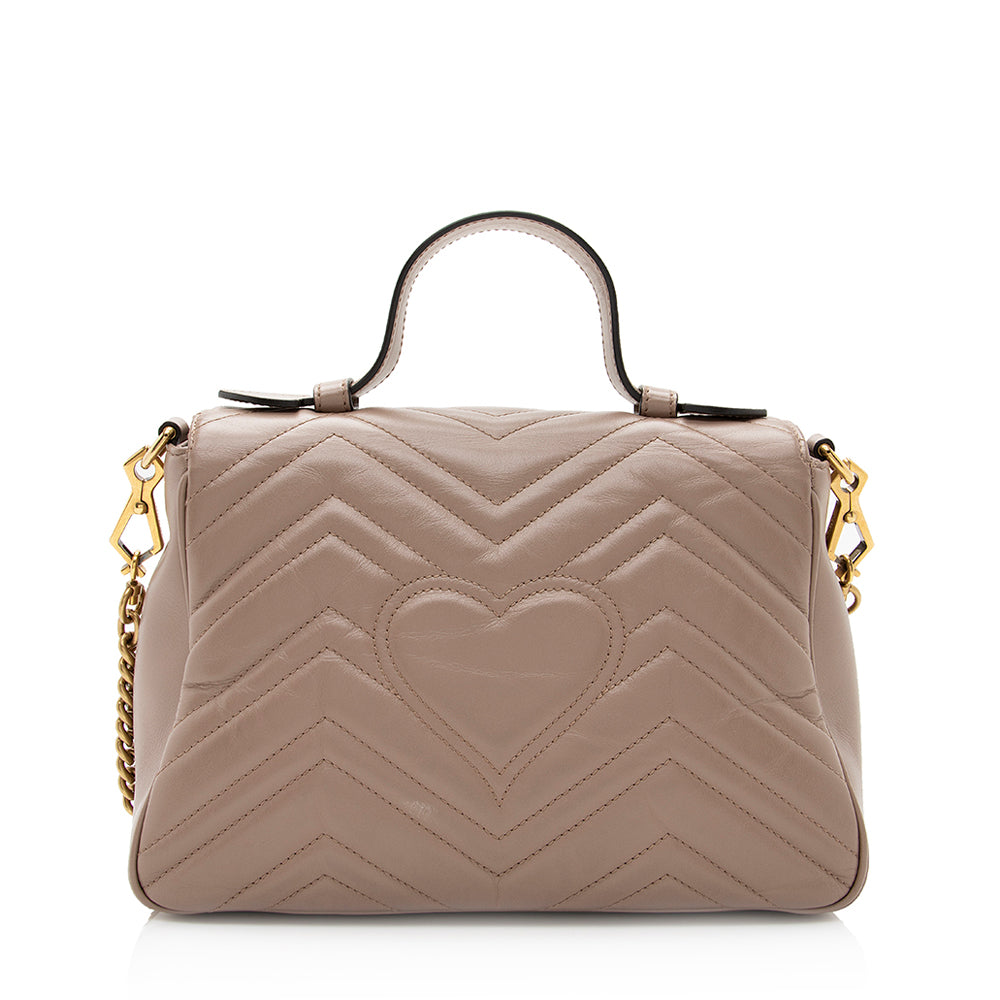 Gucci Matelasse Leather Gucci Marmont Top Handle Small Shoulder Bag