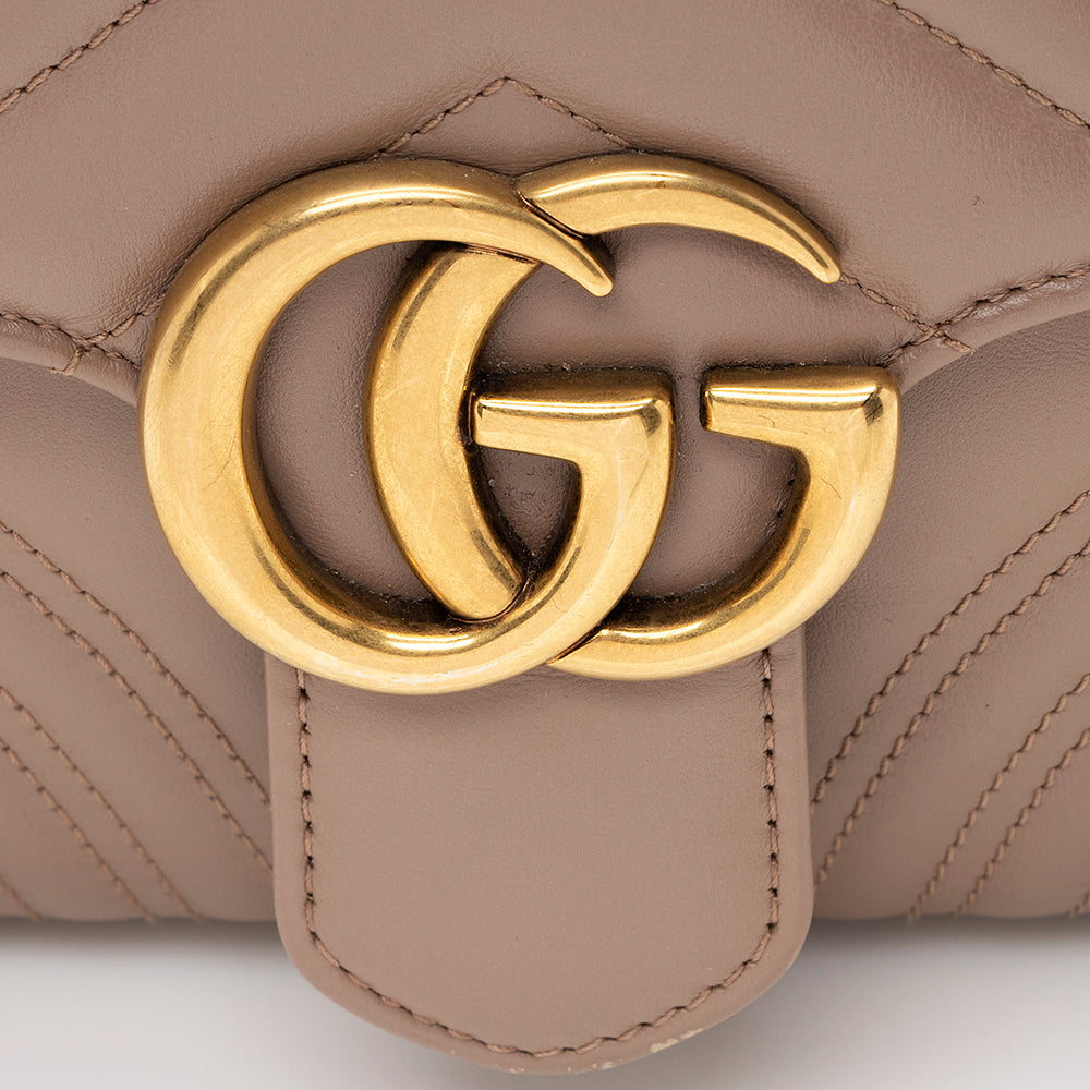 Gucci Matelasse Leather Gucci Marmont Top Handle Small Shoulder Bag