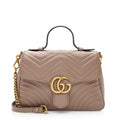 Gucci Matelasse Leather Gucci Marmont Top Handle Small Shoulder Bag