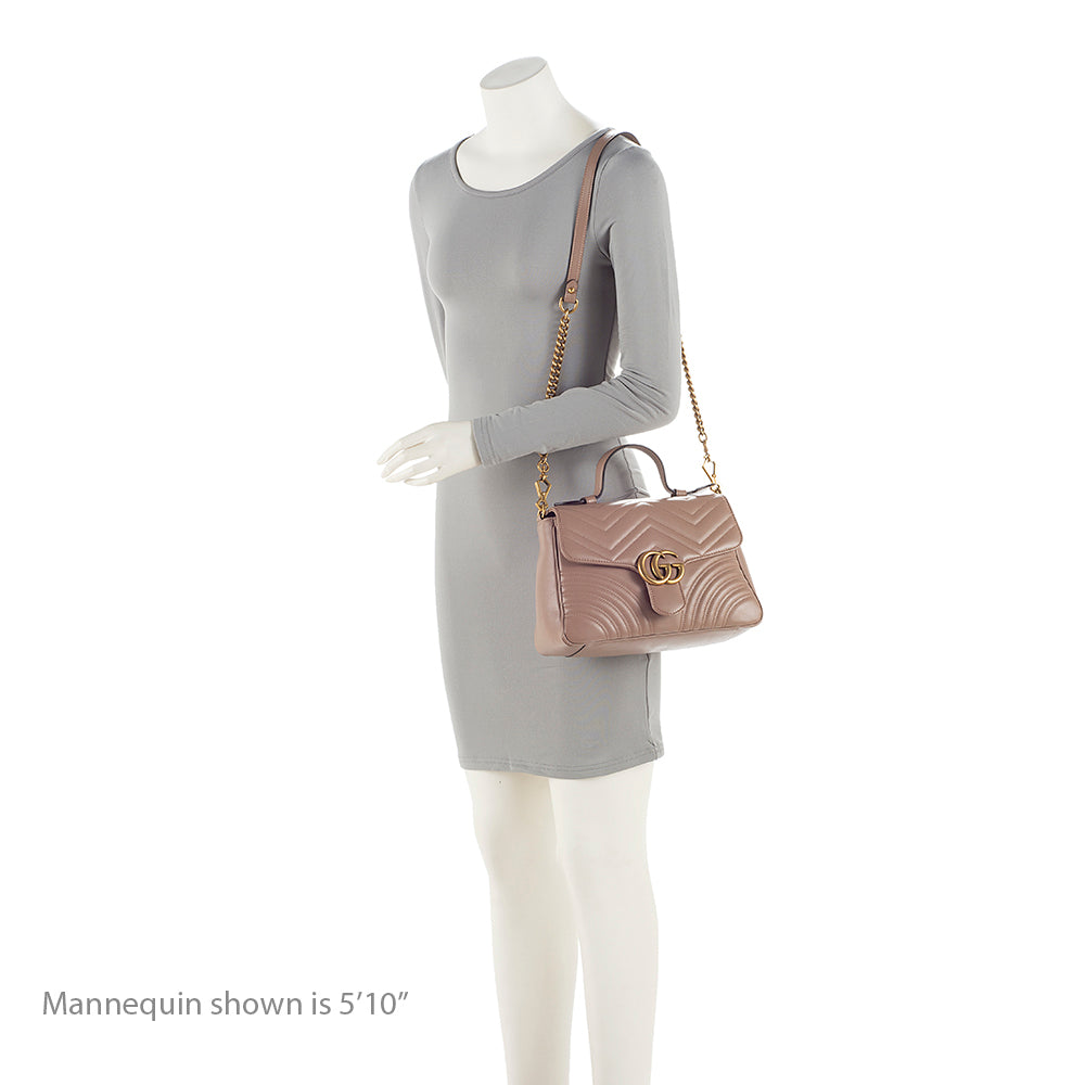 Gucci Matelasse Leather Gucci Marmont Top Handle Small Shoulder Bag