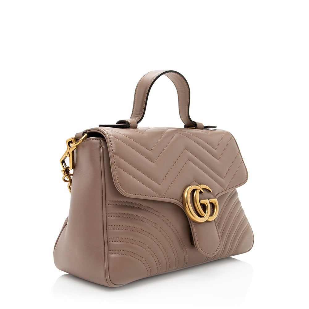 Gucci Matelasse Leather Gucci Marmont Top Handle Small Shoulder Bag