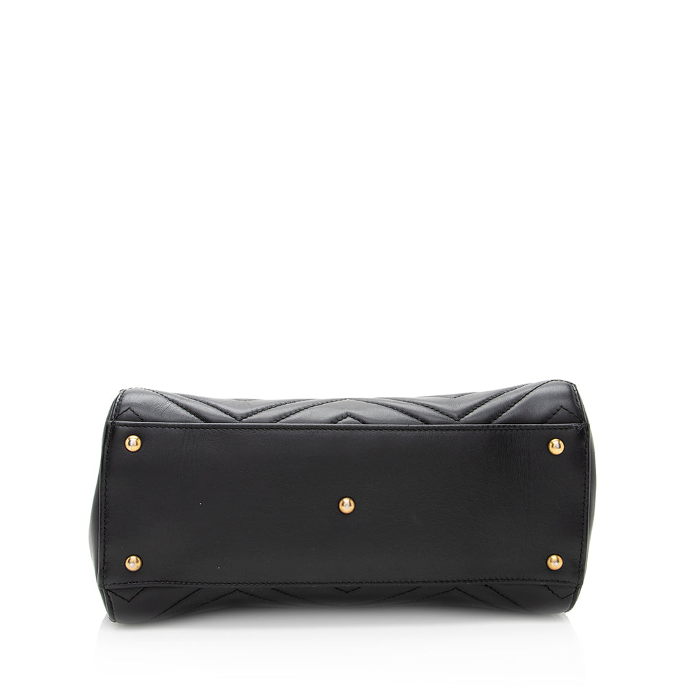 Gucci Matelasse Leather Gucci Marmont Top Handle Small Satchel (SHF-19560)